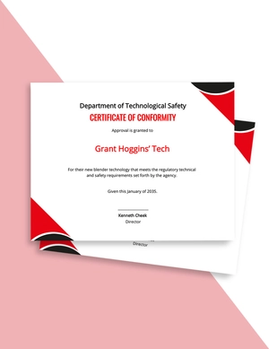 Certificate of Conformance Template Certificate of Conformance Template