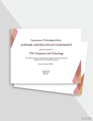 Supplier Certificate of Conformance Template Supplier Certificate of Conformance Template