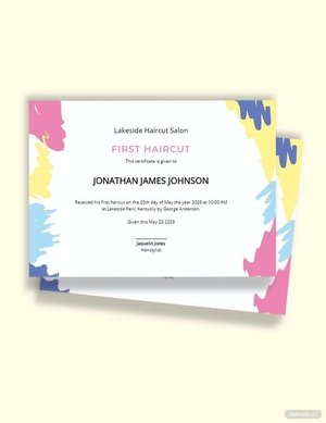 First Haircut Certificate Template