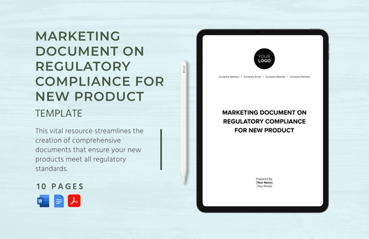 Marketing Document on Regulatory Compliance for New Product Template