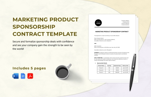 Marketing Product Sponsorship Contract Template