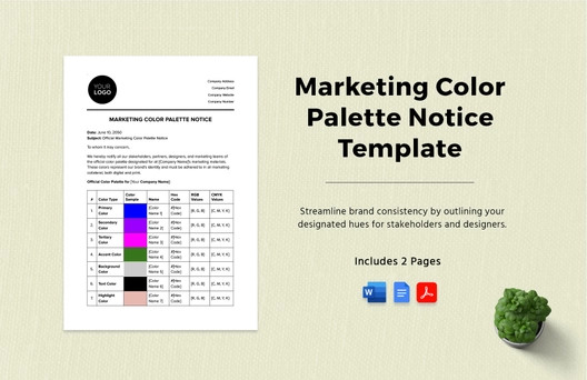 Marketing Color Palette Notice Template