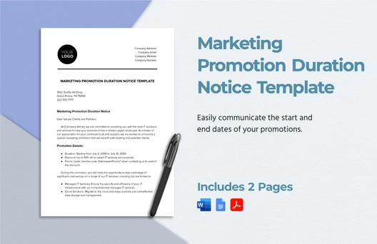 Marketing Promotion Duration Notice Template