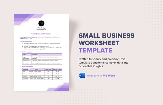 Small Business Worksheet Template