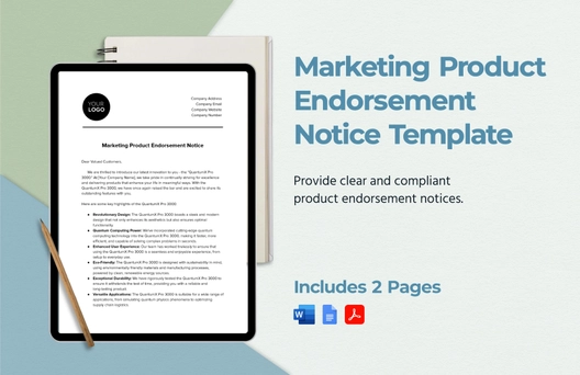 Marketing Product Endorsement Notice Template