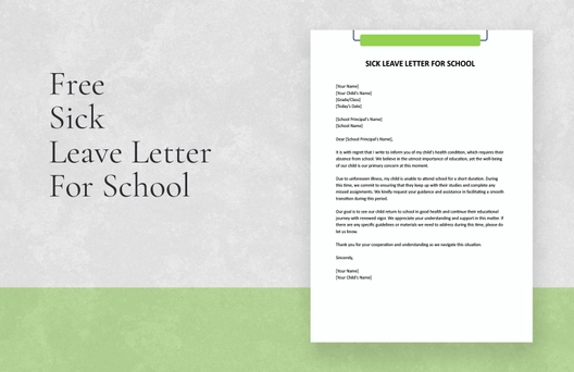 Sick Leave Letter For School