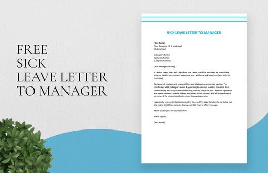 Sick Leave Letter To Manager
