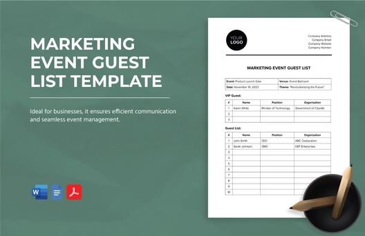 Marketing Event Guest List Template