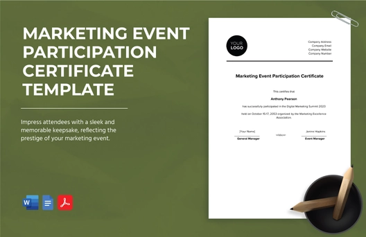 Marketing Event Participation Certificate Template