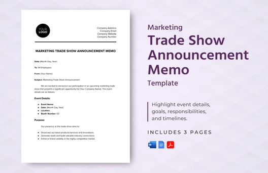 Marketing Trade Show Announcement Memo Template