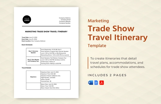 Marketing Trade Show Travel Itinerary Template