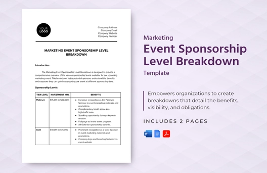 Marketing Event Sponsorship Level Breakdown Template