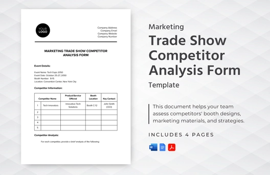 Marketing Trade Show Competitor Analysis Form Template
