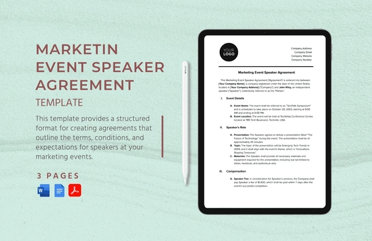 Marketing Event Speaker Agreement Template Marketing Event Speaker Agreement Template