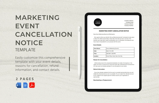 Marketing Event Cancellation Notice Template