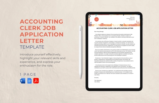 Accounting Clerk Job Application Letter Template