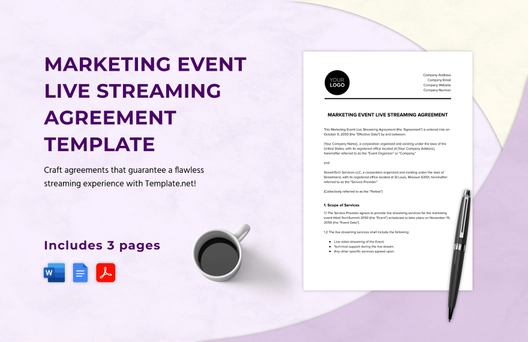 Marketing Event Live Streaming Agreement Template Marketing Event Live Streaming Agreement Template