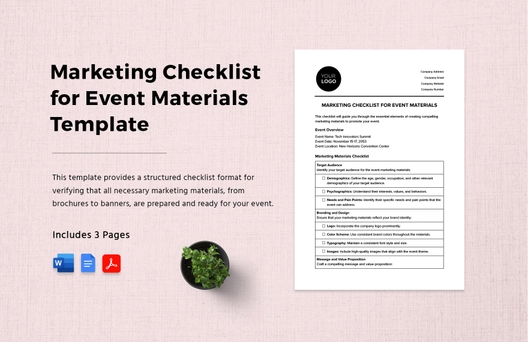 Marketing Checklist for Event Materials Template