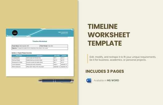 Timeline Worksheet Template