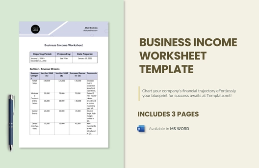 Business Income Worksheet Template