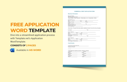Application Word Template Application Word Template