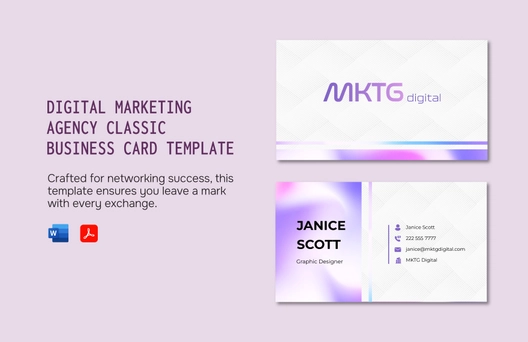 Digital Marketing Agency Classic Business Card Template