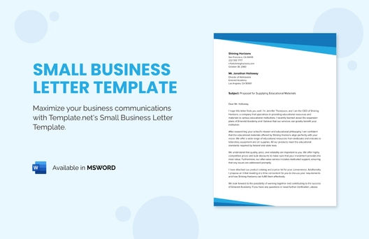 Small Business Letter Template