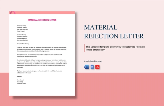 Material Rejection Letter