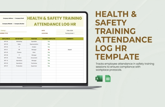 Health & Safety Training Attendance Log HR Template