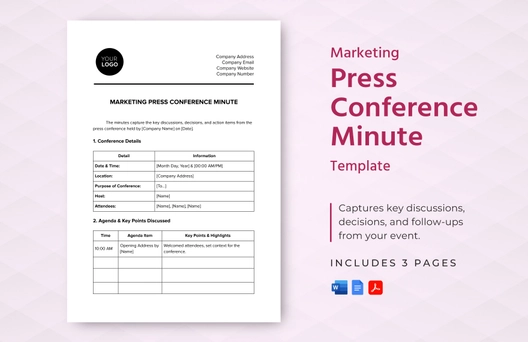 Marketing Press Conference Minute Template