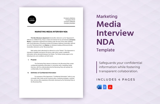 Marketing Media Interview NDA Template Marketing Media Interview NDA Template