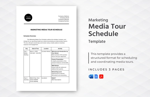 Marketing Media Tour Schedule Template Marketing Media Tour Schedule Template