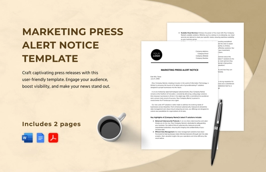 Marketing Press Alert Notice Template