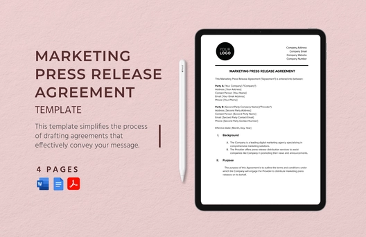 Marketing Press Release Agreement Template