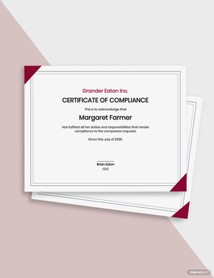 Certificate of Compliance Template