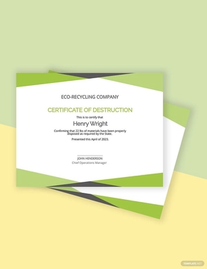 Printable Certificate of Destruction Template