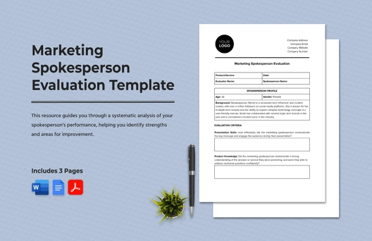 Marketing Spokesperson Evaluation Template
