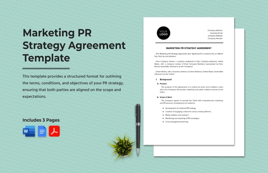 Marketing PR Strategy Agreement Template Marketing PR Strategy Agreement Template
