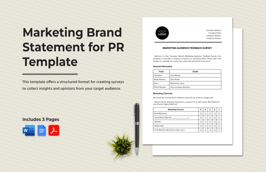 Marketing Brand Statement for PR Template