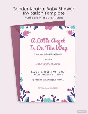 Floral Gender Neutral Baby Shower Invitation Template