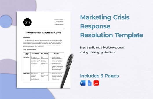 Marketing Crisis Response Resolution Template