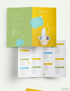 Frozen Yogurt Shop Take-out Bifold Brochure Template