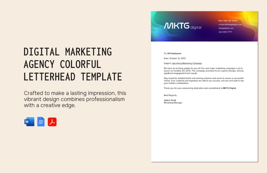 Digital Marketing Agency Colorful Letterhead Template