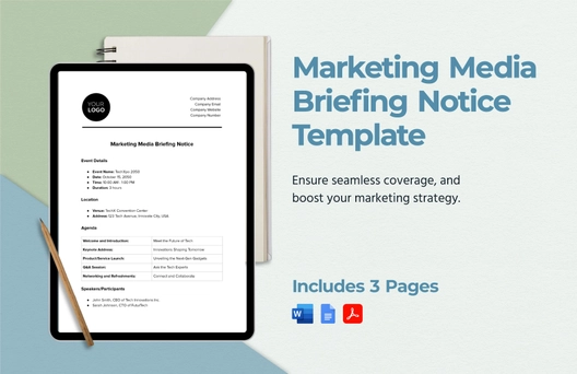 Marketing Media Briefing Notice Template