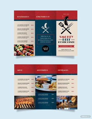 Steakhouse BBQ Restaurant Take-out Trifold Brochure Template