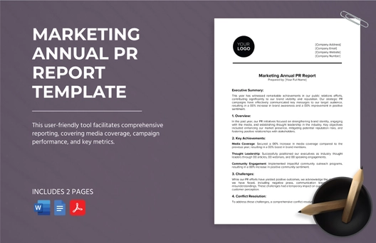 Marketing Annual PR Report Template