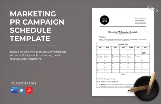 Marketing PR Campaign Schedule Template Marketing PR Campaign Schedule Template
