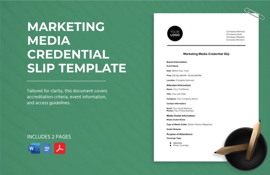 Marketing Media Credential Slip Template