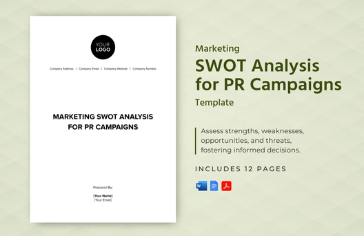 Marketing SWOT Analysis for PR Campaigns Template