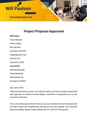Free Project Proposal Approval Letter  Template to Edit Online